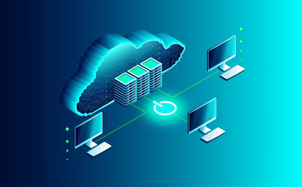 Cloud Server Connecting Computers - On Premise vs Cloud Data Storage