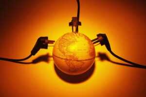 Globe With Electric Plugs Representing Global Interconnectivity Avoid IT Failures