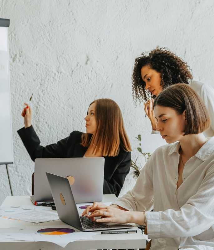 Business Professionals In Meeting With Laptops