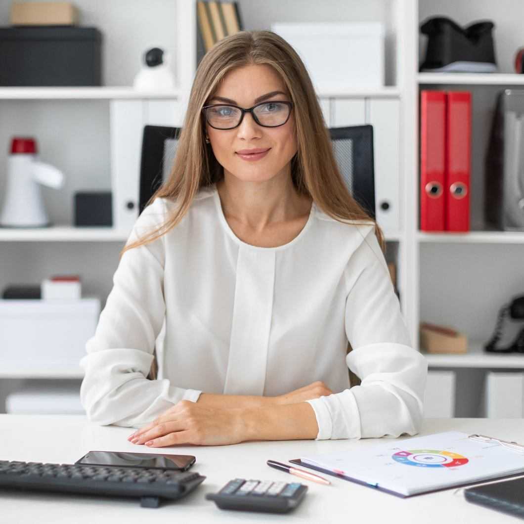 Businesswoman Working at Desk
